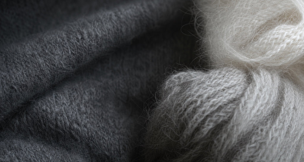 High-density cashmere knit macro texture